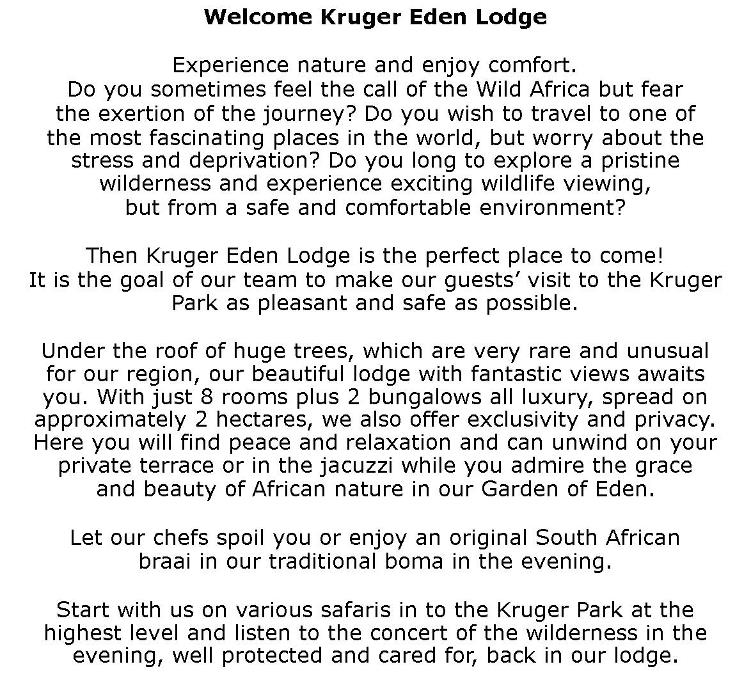 Kruger Eden Lodge